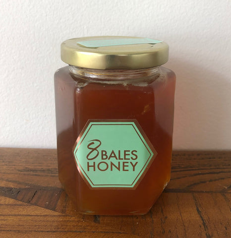360 gram jar of 8 Bales Honey